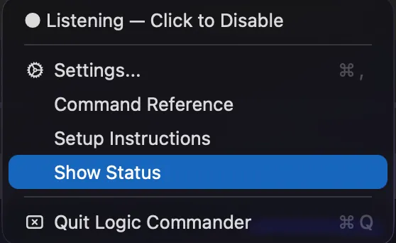 Logic Commander menu bar