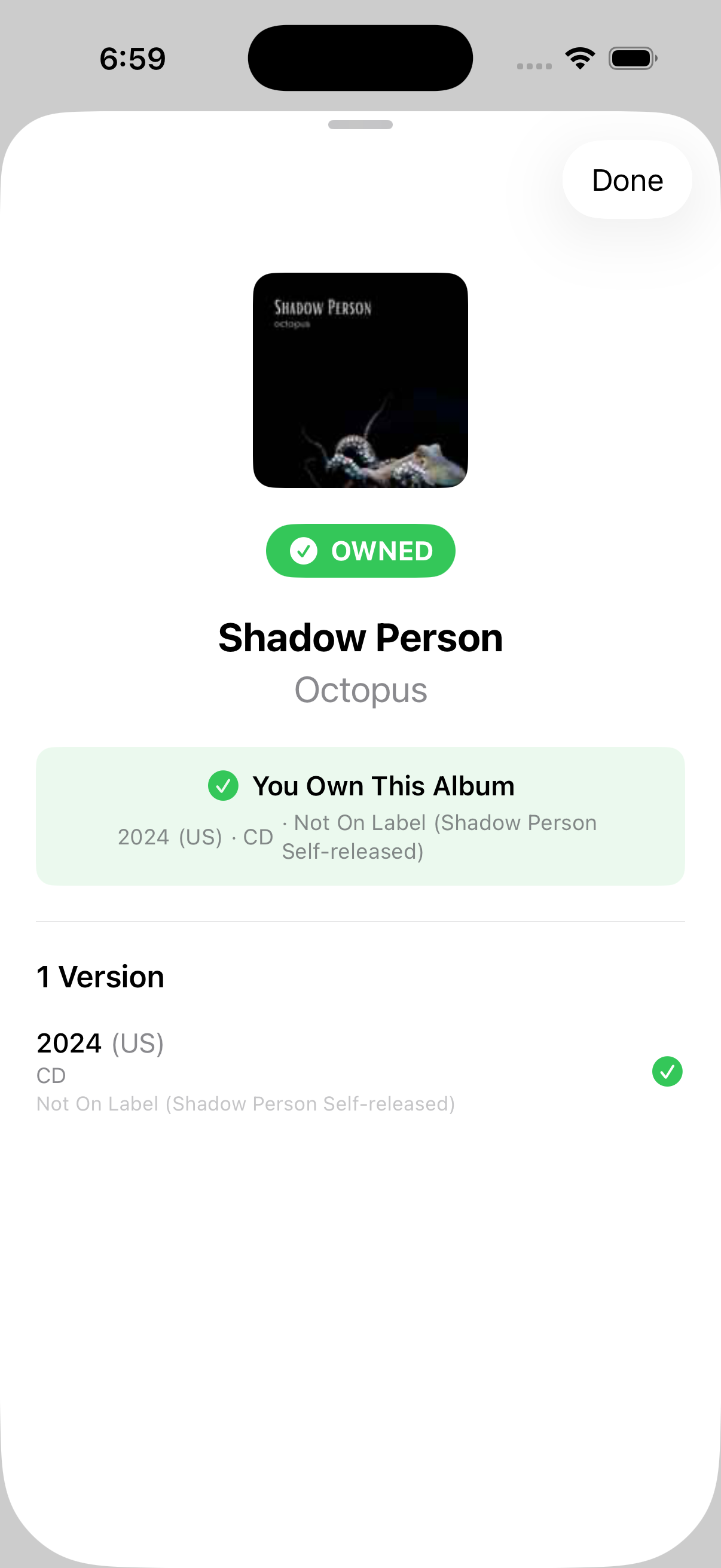 VinylCheck album detail