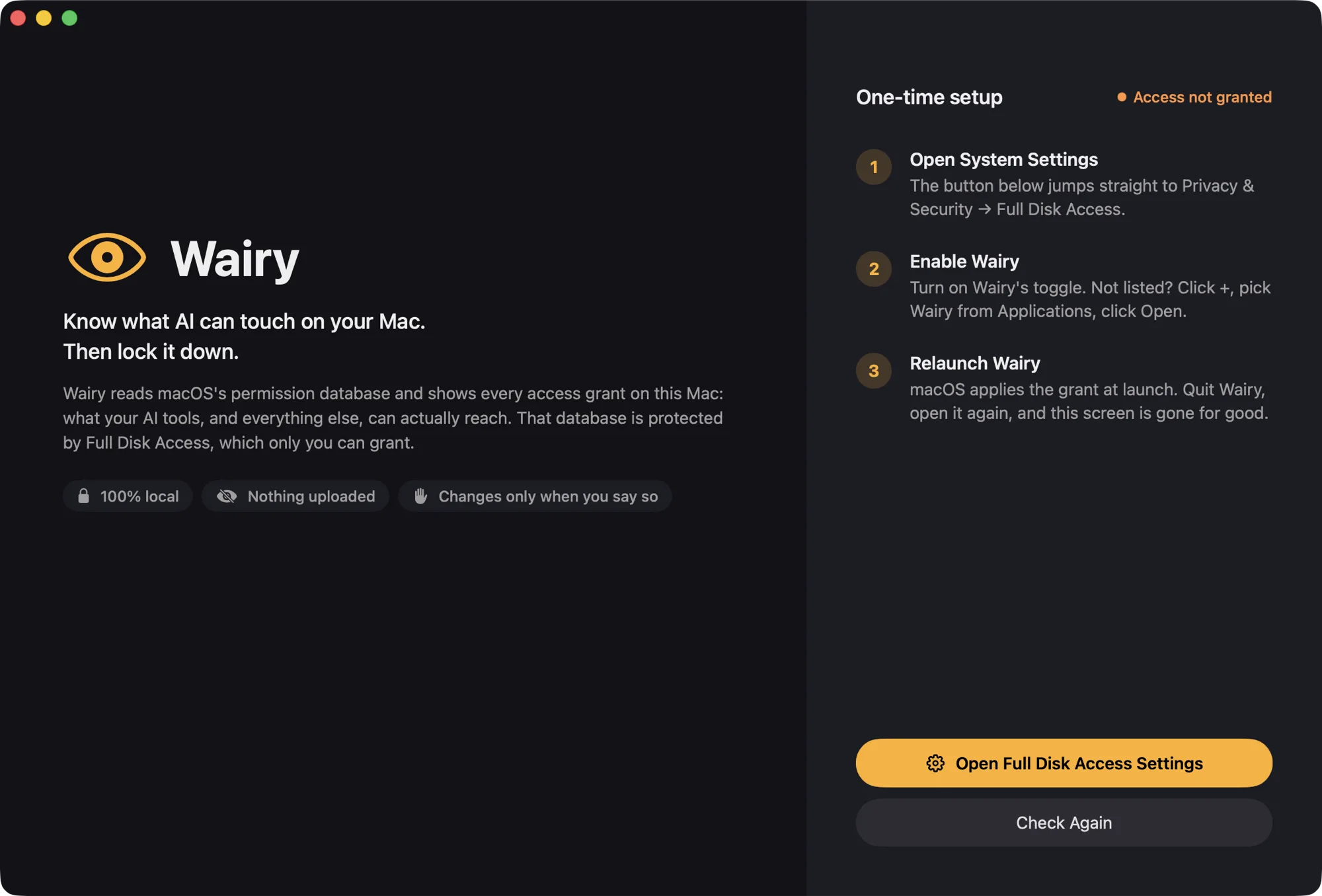 Wairy onboarding